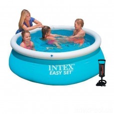 Детский надувной бассейн Intex Easy Set Pool 183х51 см трёхслойный Комплектация эксклюзив + насос и подстилка Оригинал (int-28101-2)